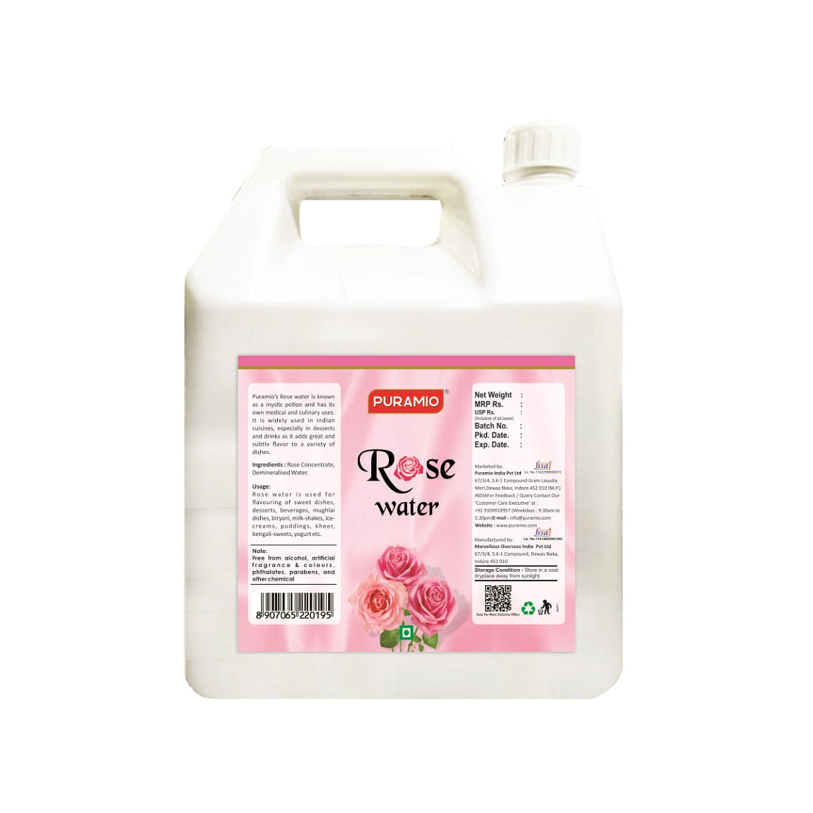 PURAMIO Rose Water (for Cooking and Cosmetic use)