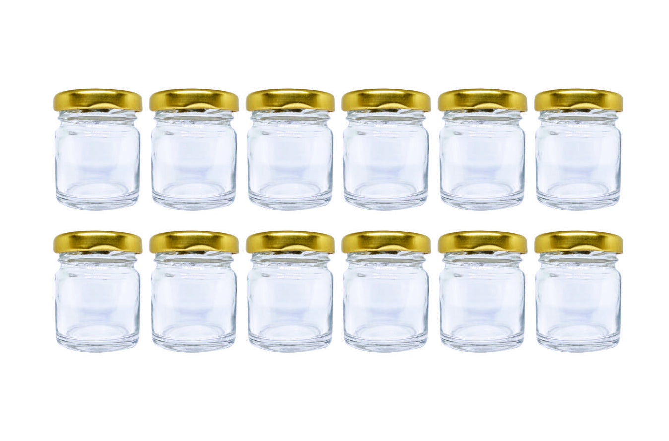 Puramio 40ml Round Glass Bottle with Metal Cap - Set of 12