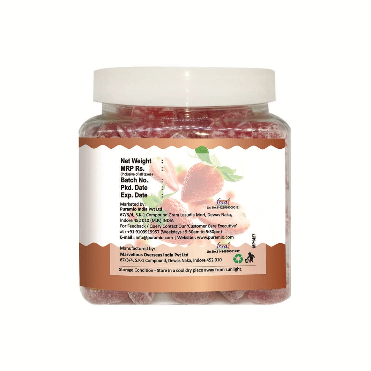 Puramio Strawberry Candy II Flavoured Sugar Candy II Sweet & Chatpata Candy,