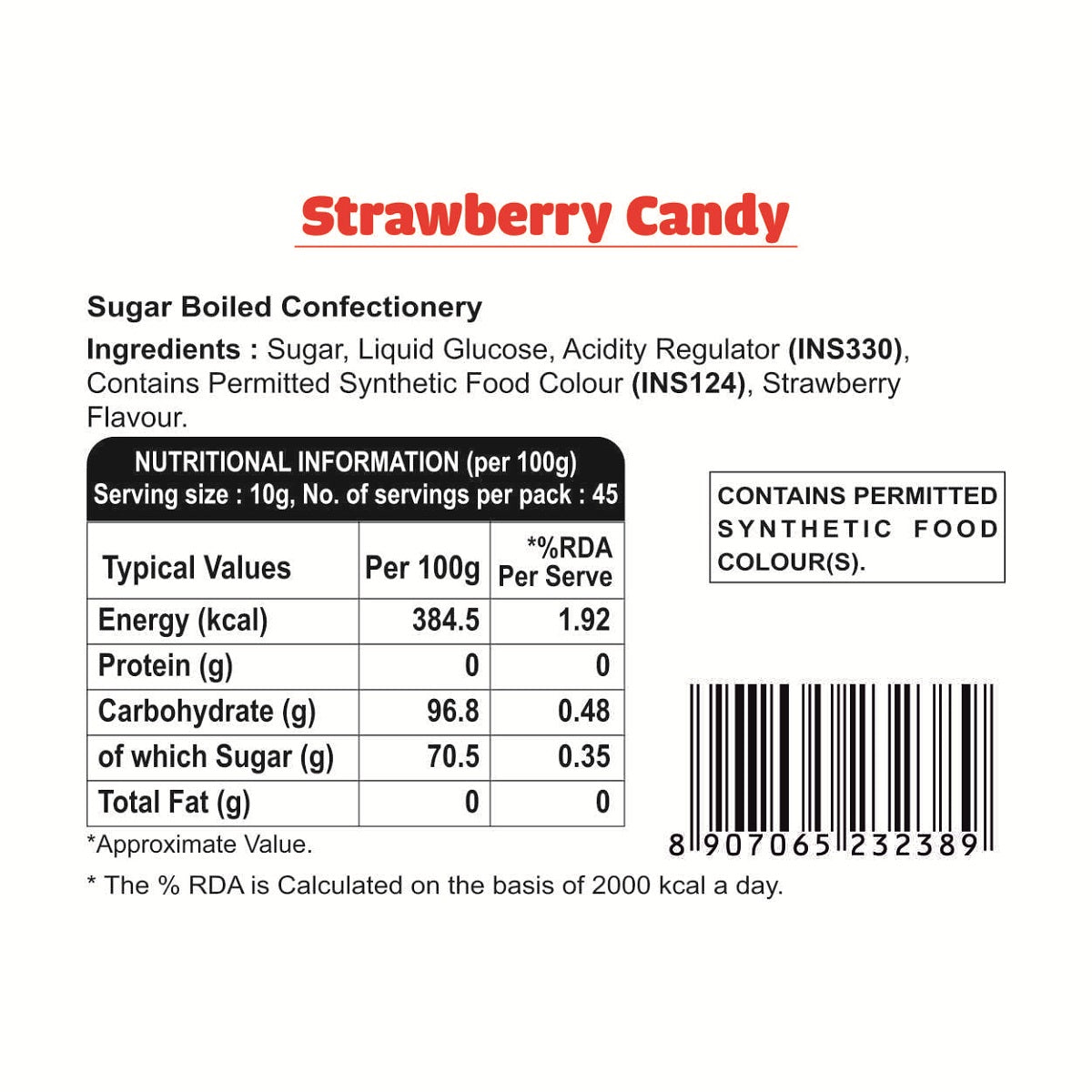 Puramio Strawberry Candy II Flavoured Sugar Candy II Sweet & Chatpata Candy,