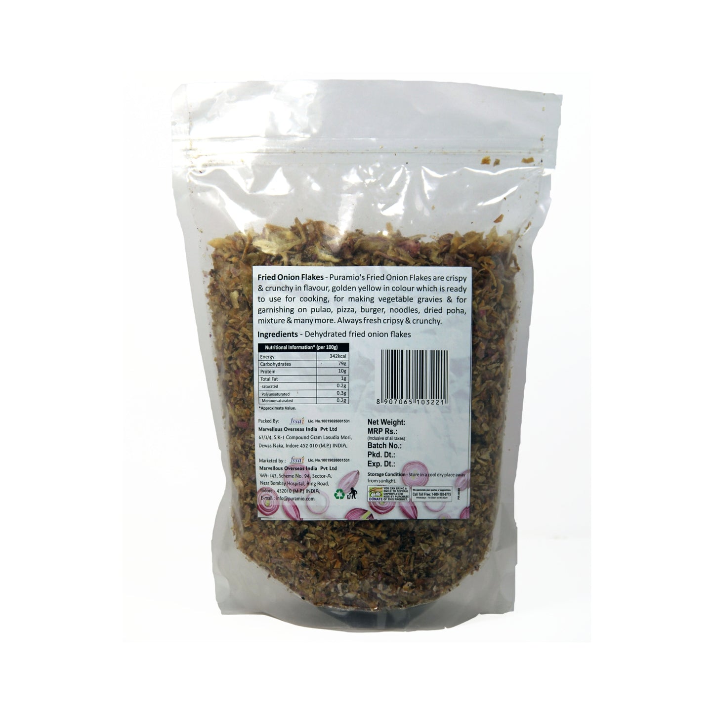 Puramio Fried Onion Flakes (for Biryani/Gravies/Curries/Salads)
