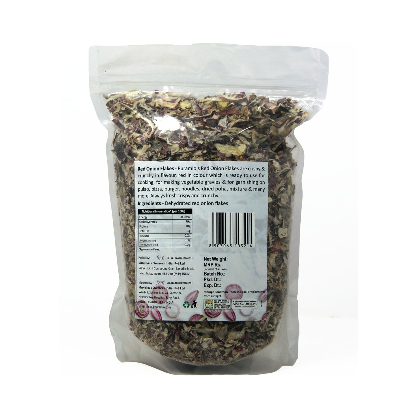 Puramio Red Onion Flakes (for Biryani/Gravies/Curries/Salads) , 300g