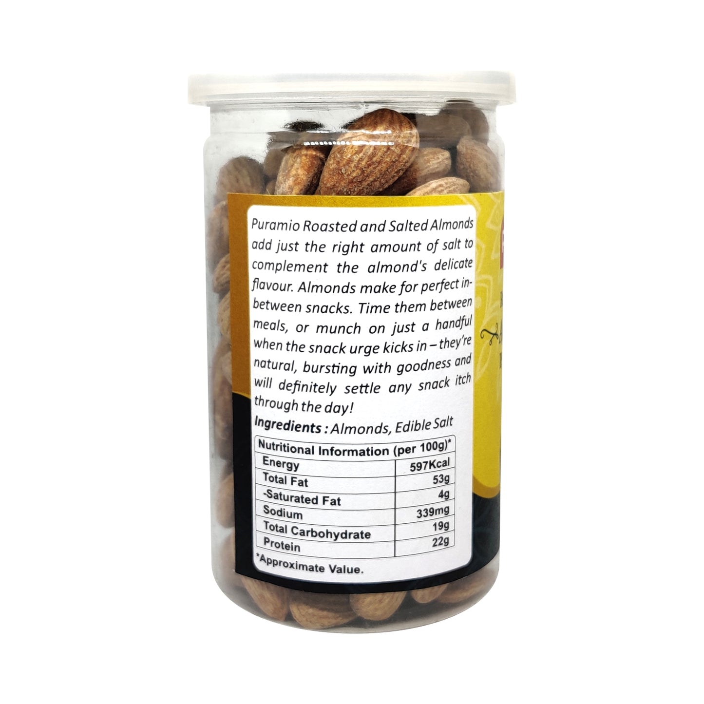Puramio Roasted & Salted Almonds (Badam), 200g