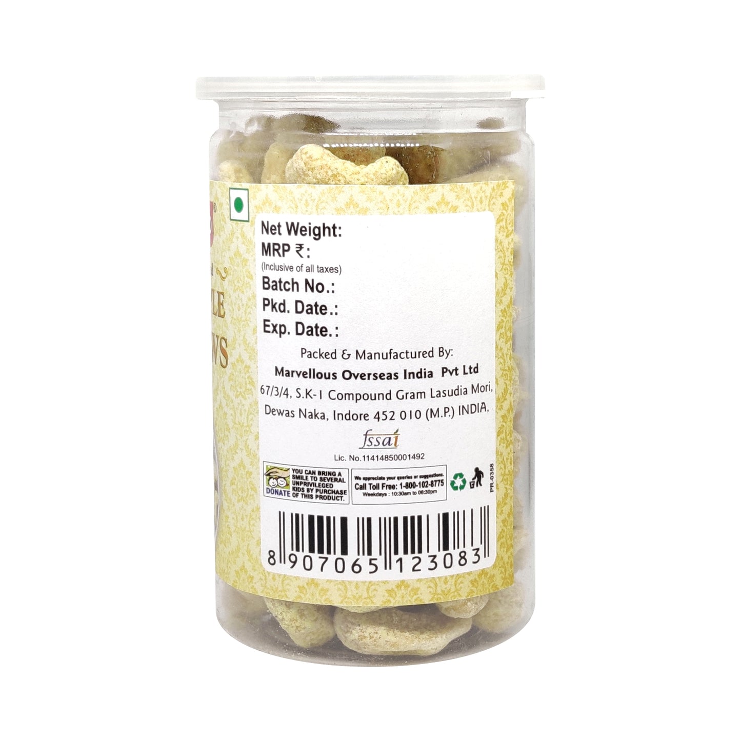 Puramio Roasted Cashew - Pineapple , (Kaju) 175 gm