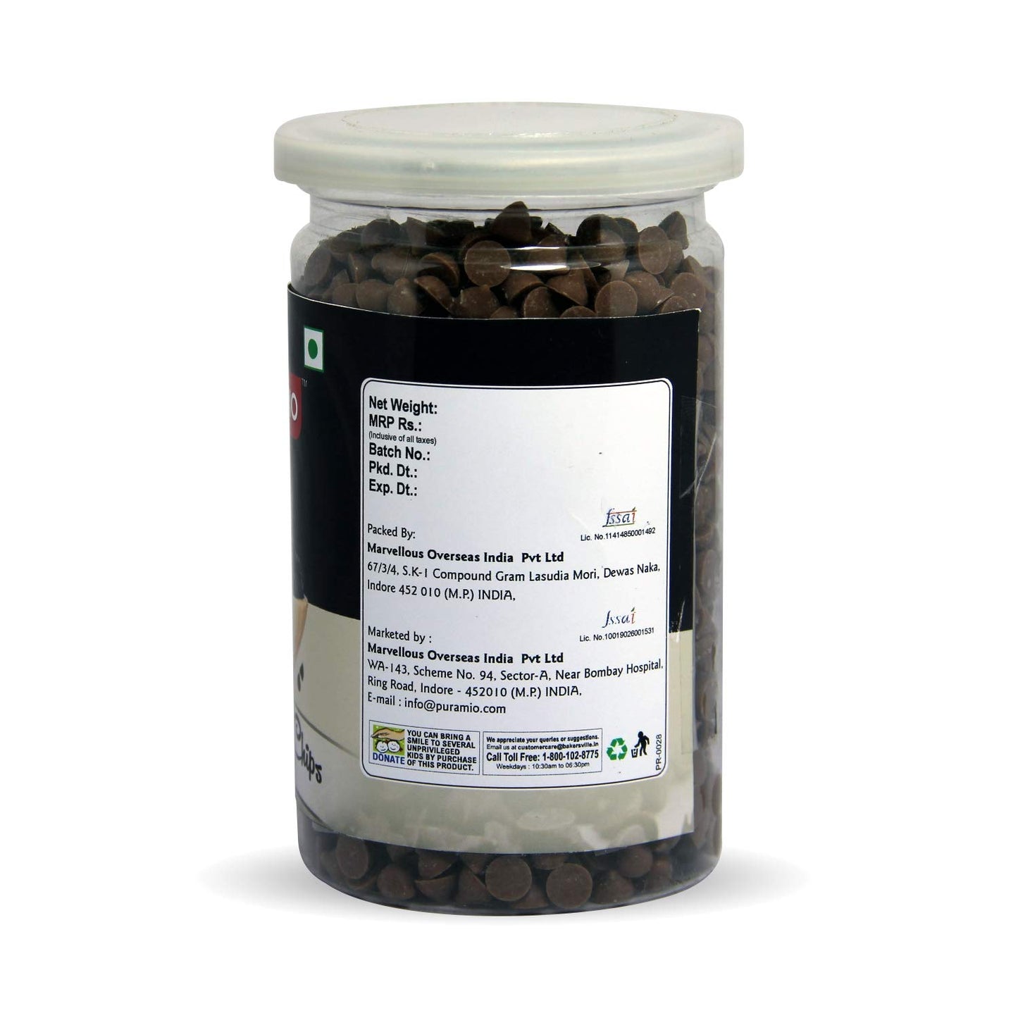 Puramio Chocolate Chips Combo - White, Milk, Twin & Dark, 200g Each (Pack of 4)