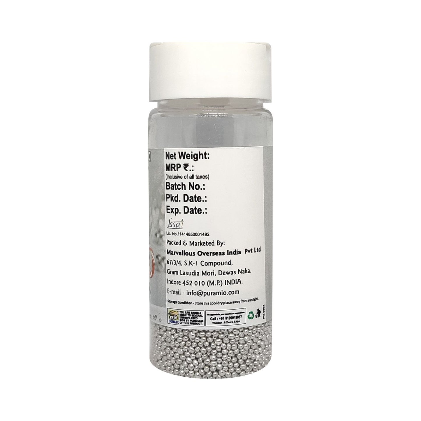 Puramio Silver Balls (2 mm) for Cake Decoration , 50g