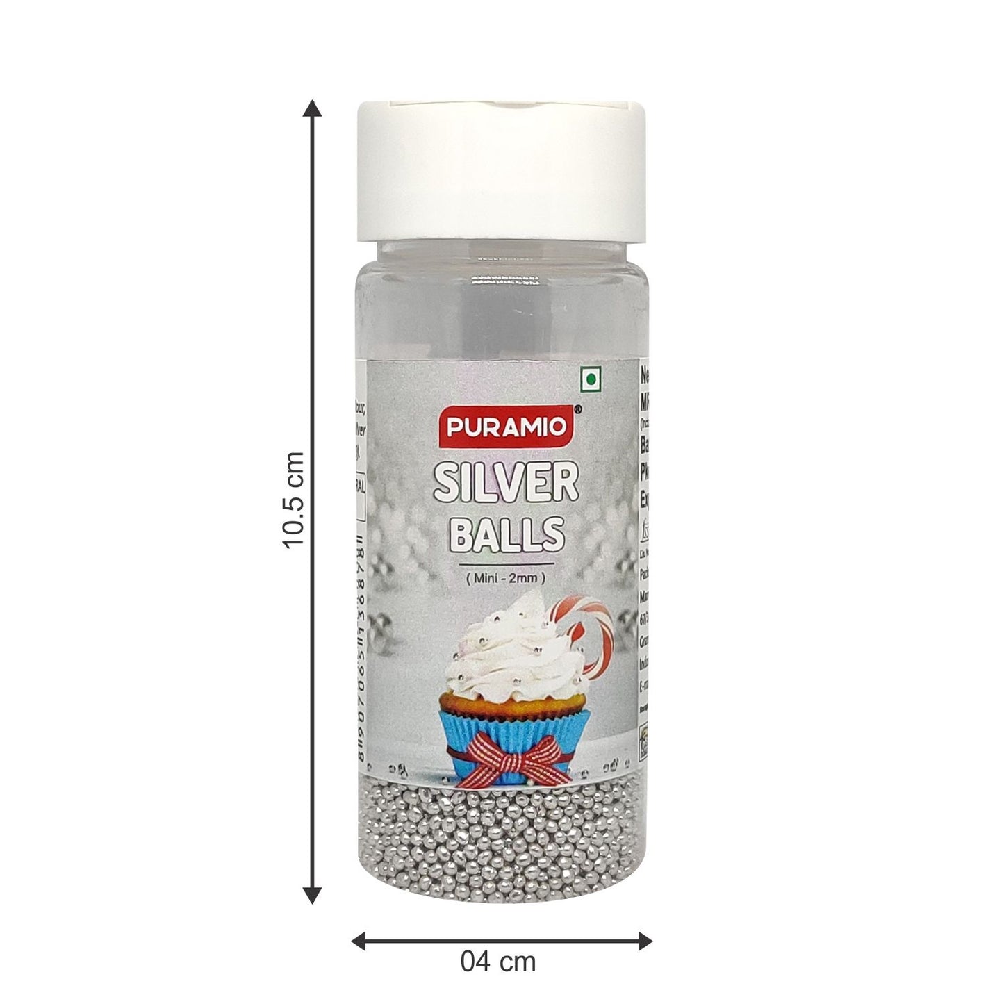 Puramio Silver Balls (2 mm) for Cake Decoration , 50g