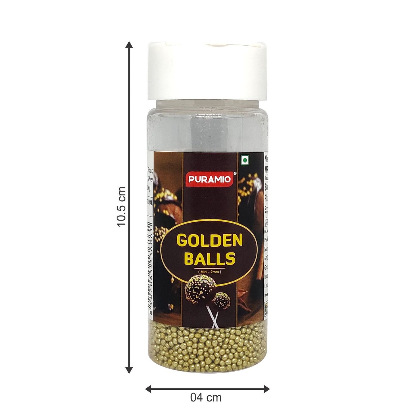 Puramio Golden Balls (2 mm) for Cake Decoration , 50g