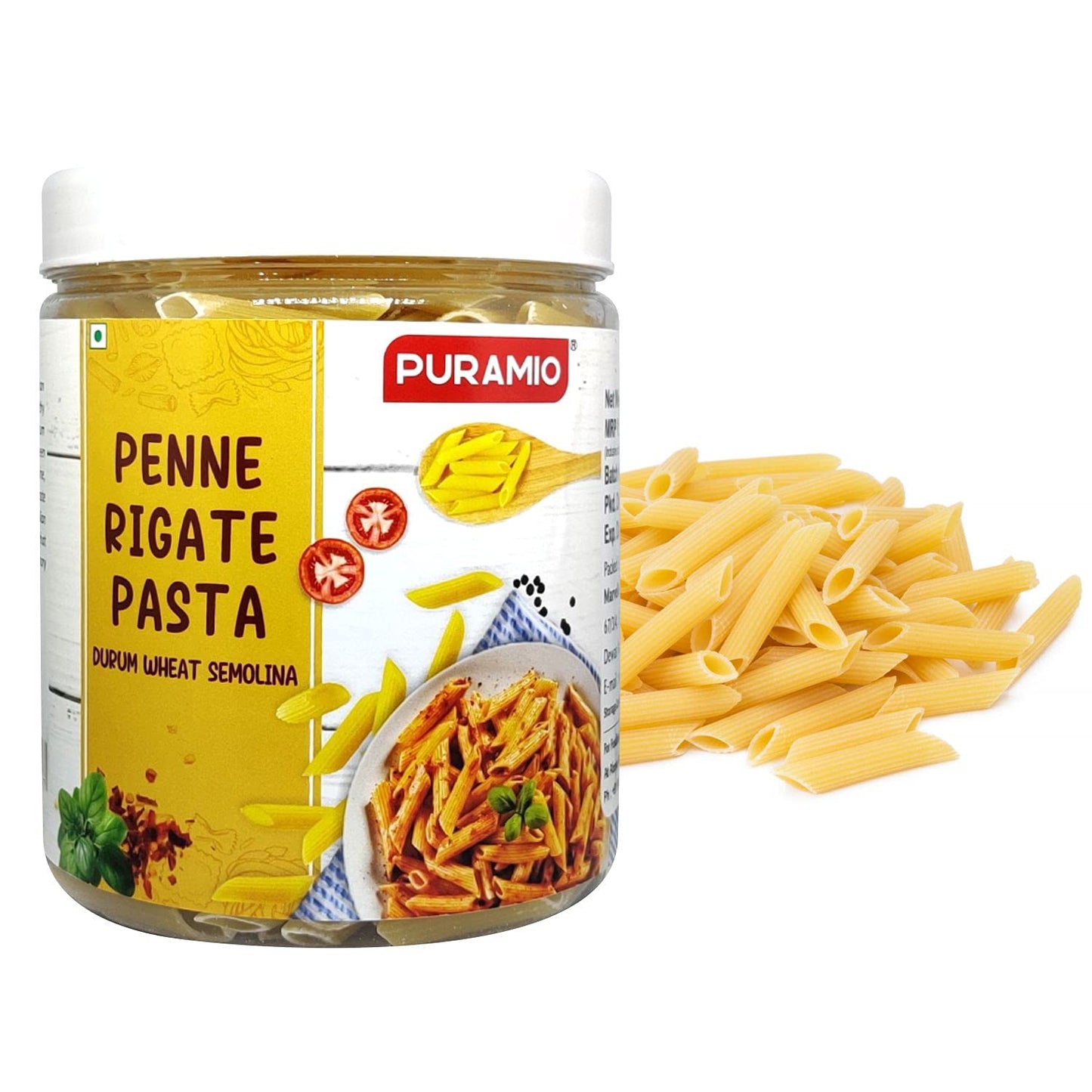 Puramio Combo Pack - Penne Rigate (600g), Gomiti Rigate (600g) & Fusilli Durrum Wheat Semolina Pasta, (480g)