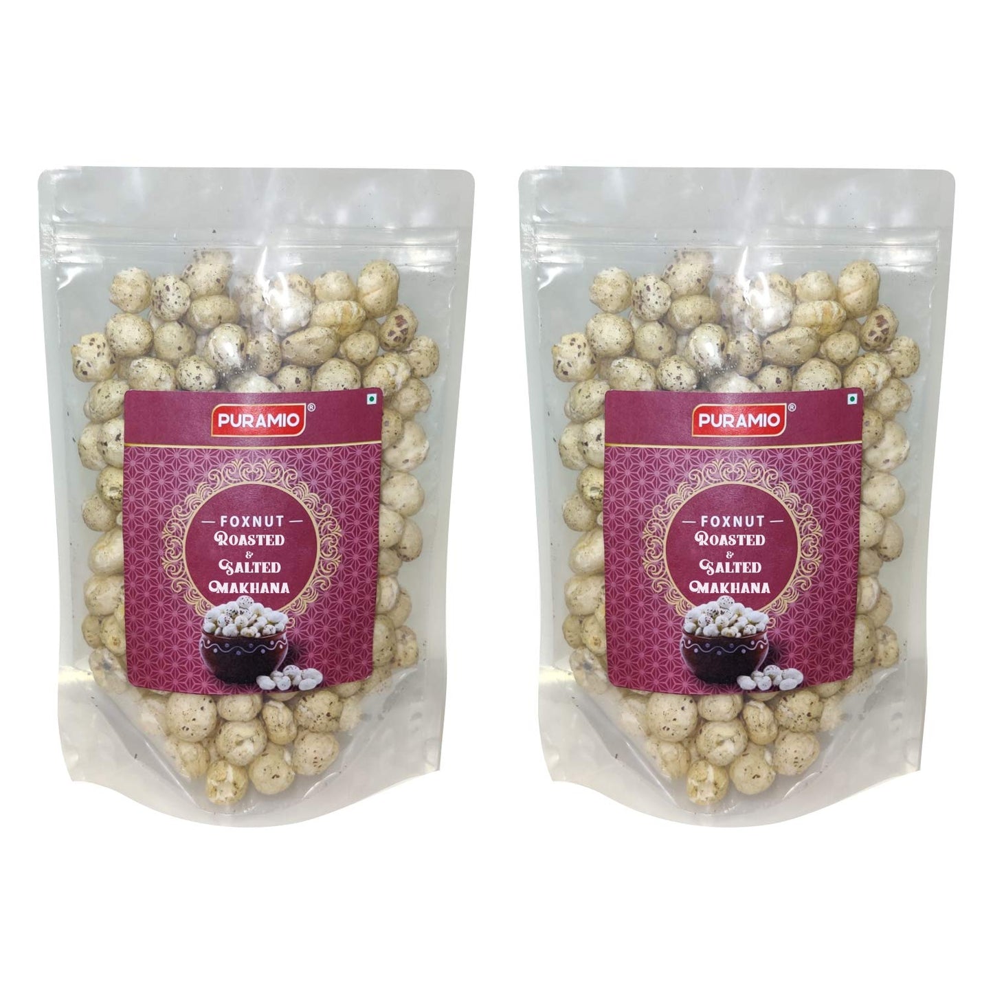 Puramio Roasted & Salted Makhana (Fox Nut), 200g (100g x Pack of 2)
