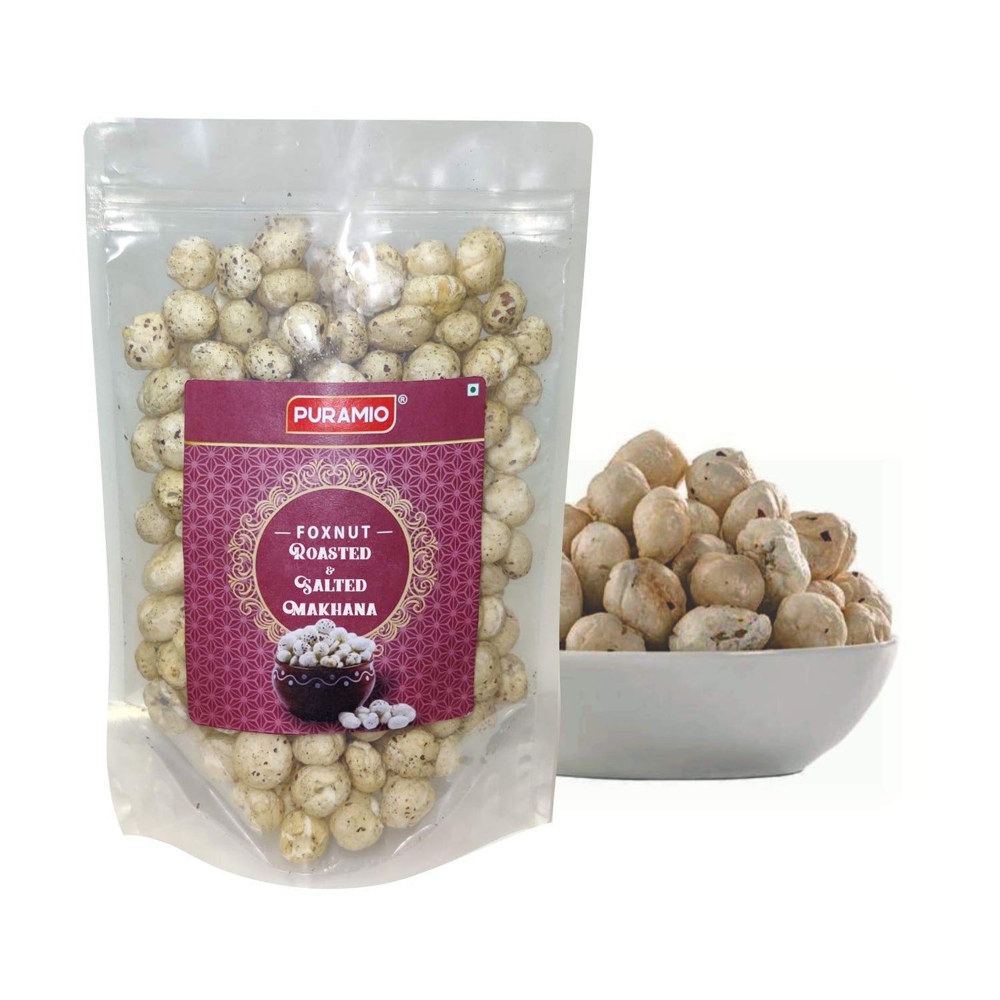 Puramio Roasted & Salted Makhana (Fox Nut), 200g (100g x Pack of 2)