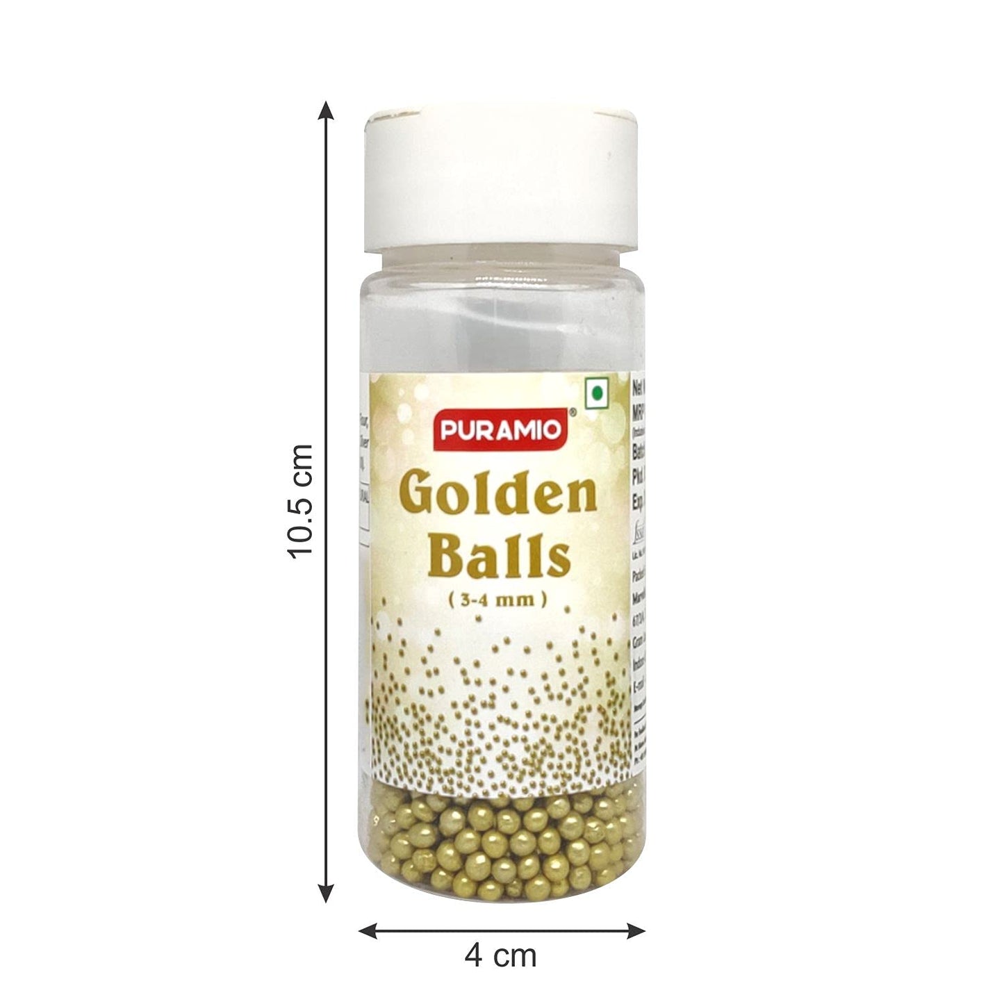 Puramio Golden Balls (3-4 mm) for Cake Decoration, 50g
