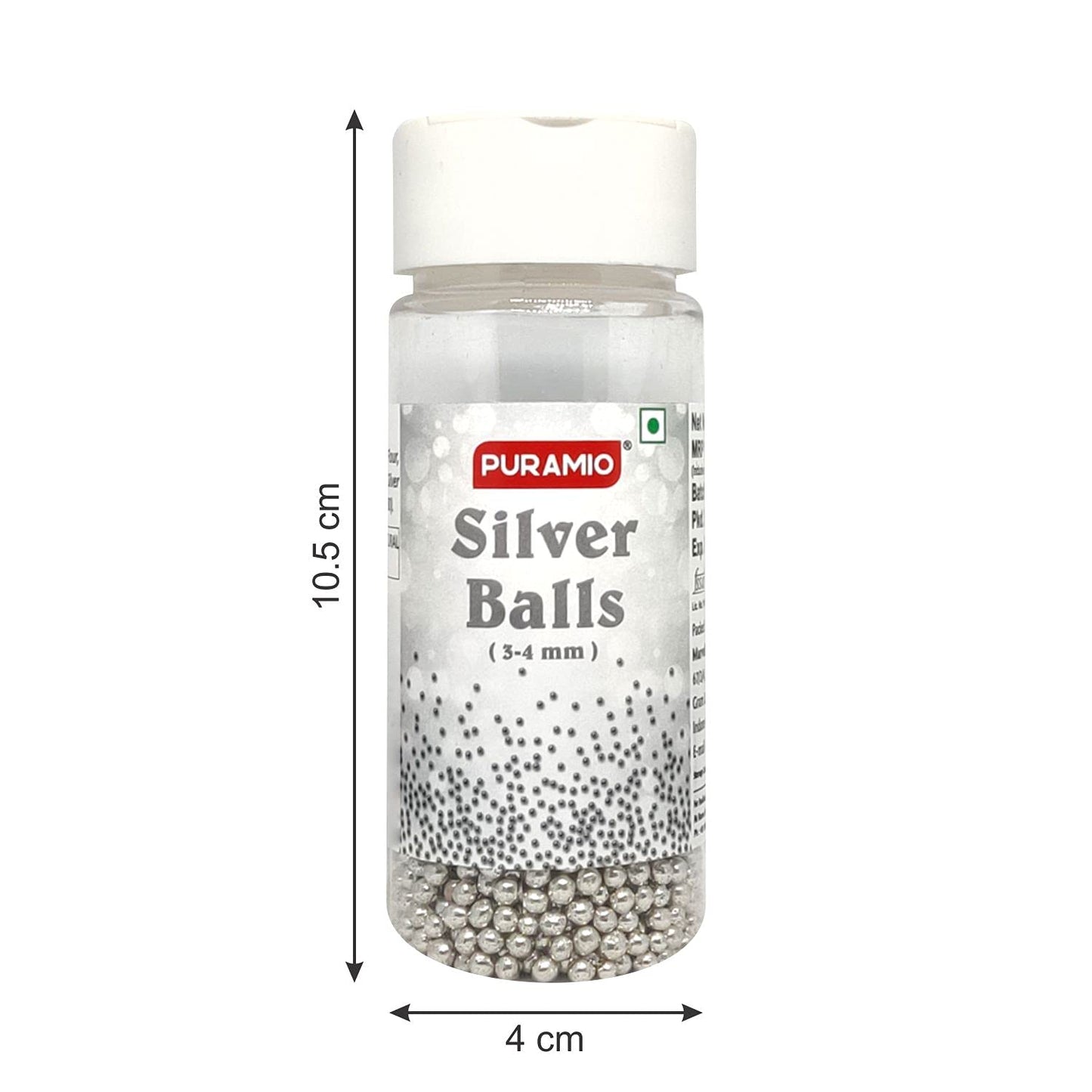 Puramio Silver Balls (3-4 mm) for Cake Decoration, 50g