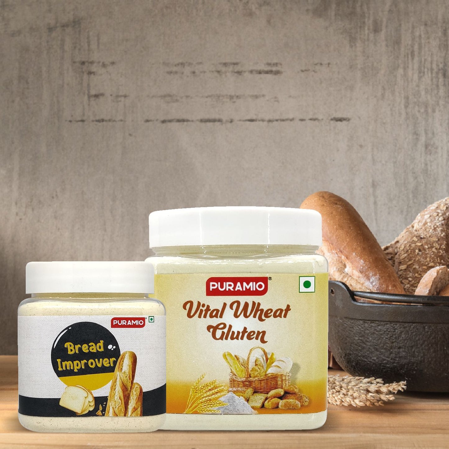 Puramio Combo Pack of - Vital Wheat Gluten-350g & Bread Improver-125g