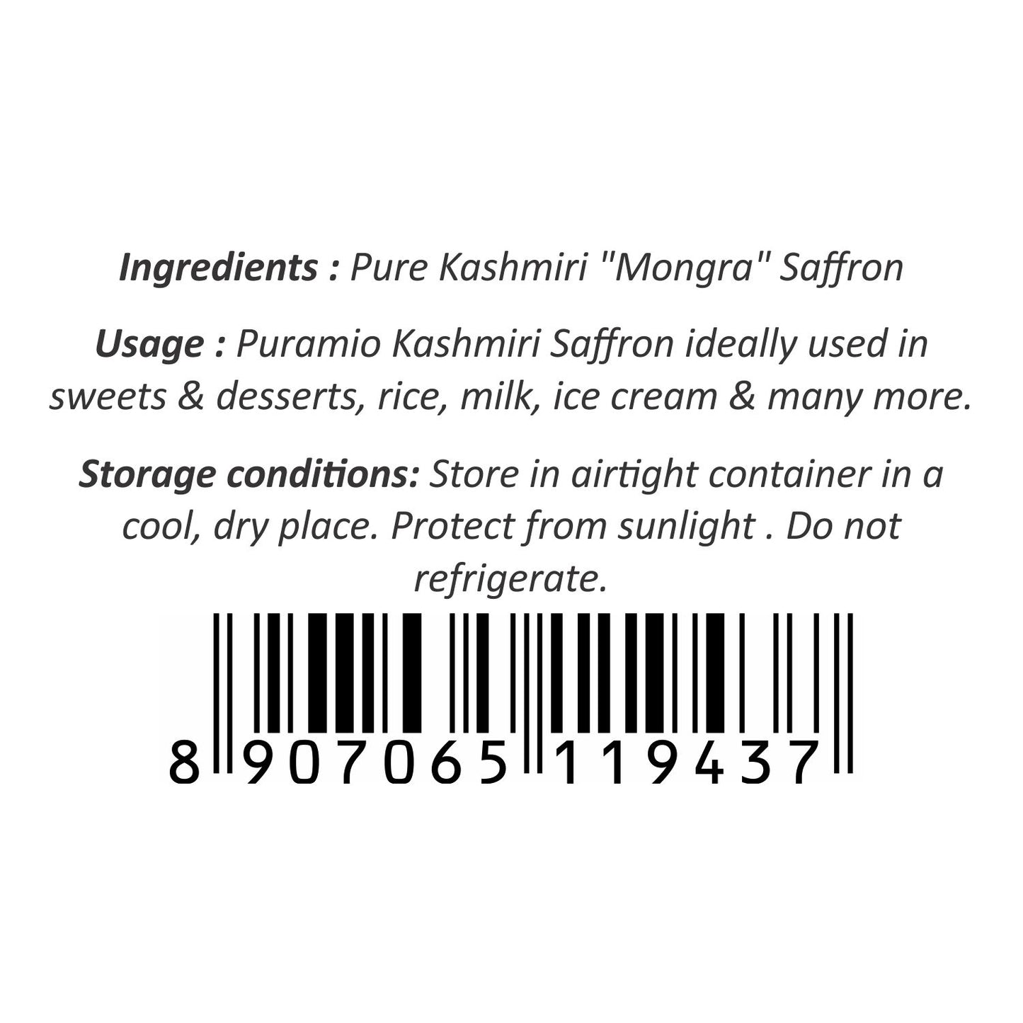 Puramio Kashmiri Saffron (Kesar)- 100% Pure and Natural