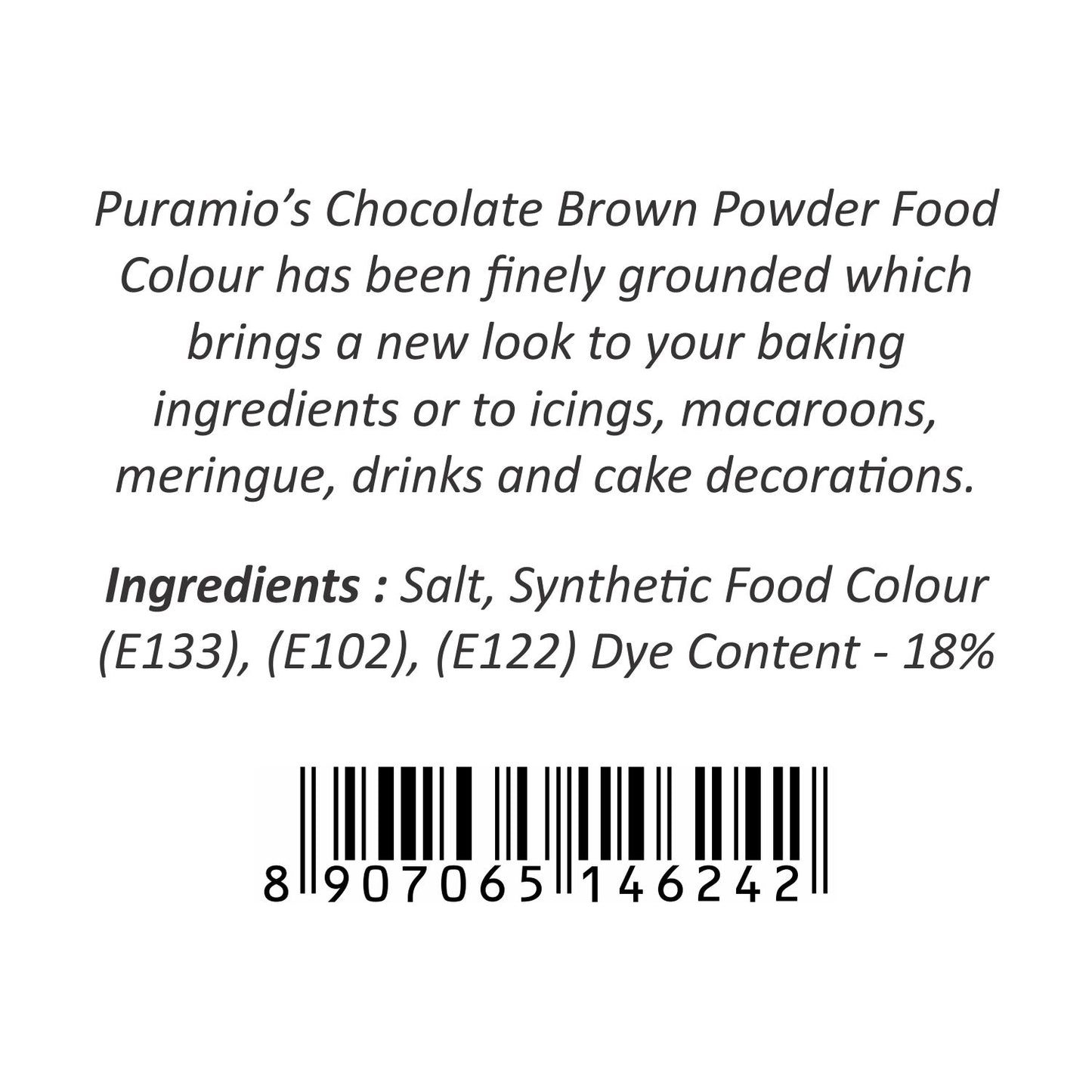 Puramio Powder Food Colour - Chocolate Brown 125g