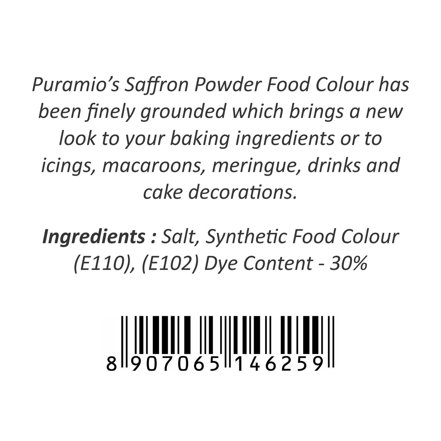 Puramio Powder Food Colour - Saffron 125g
