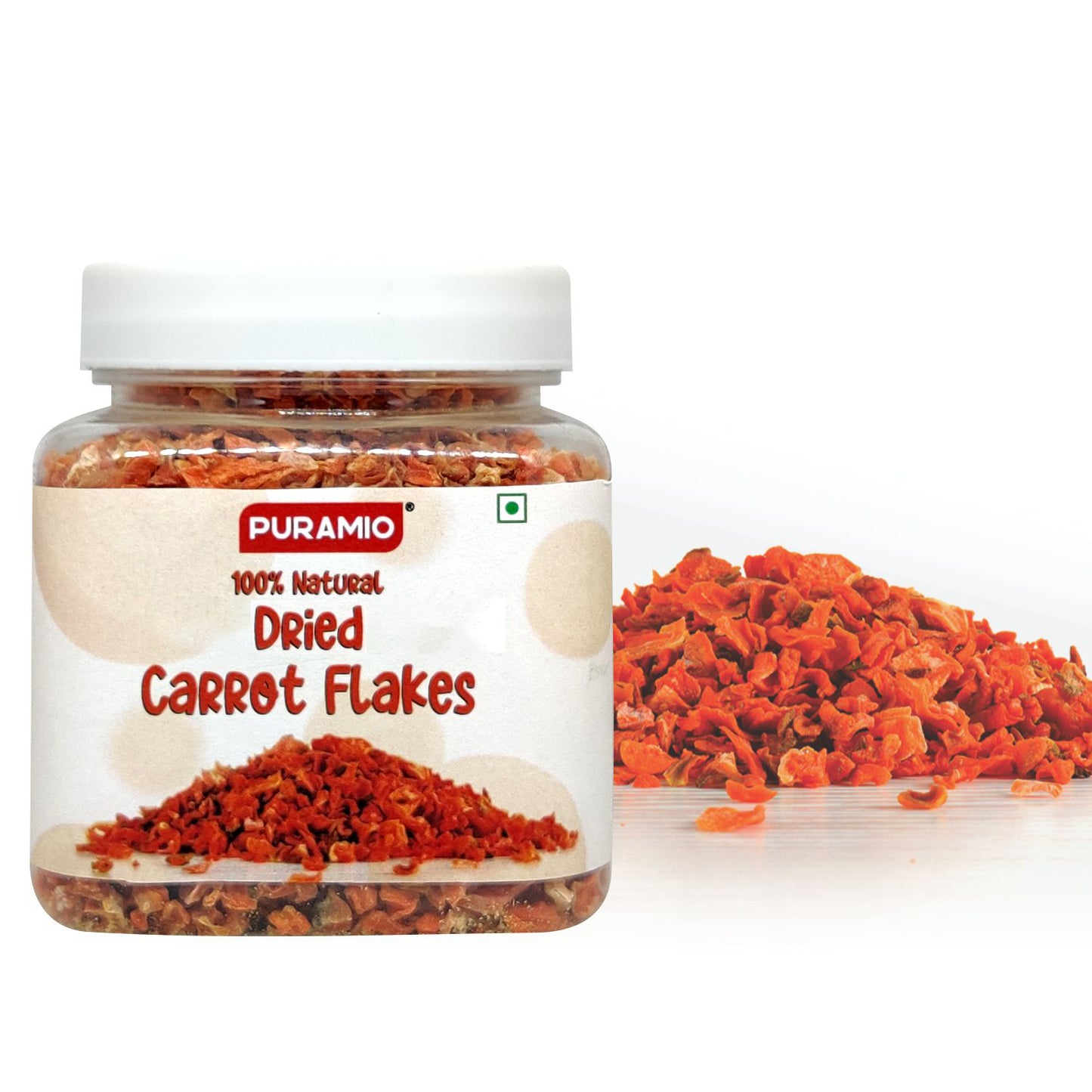 Puramio 100% Natural Dried Carrot Flakes, 100g