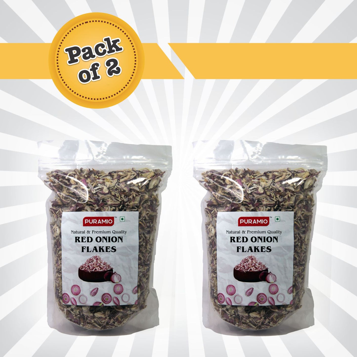 Puramio Red Onion Flakes (for Biryani/Gravies/Curries/Salads), 300g ( Pack of 2)