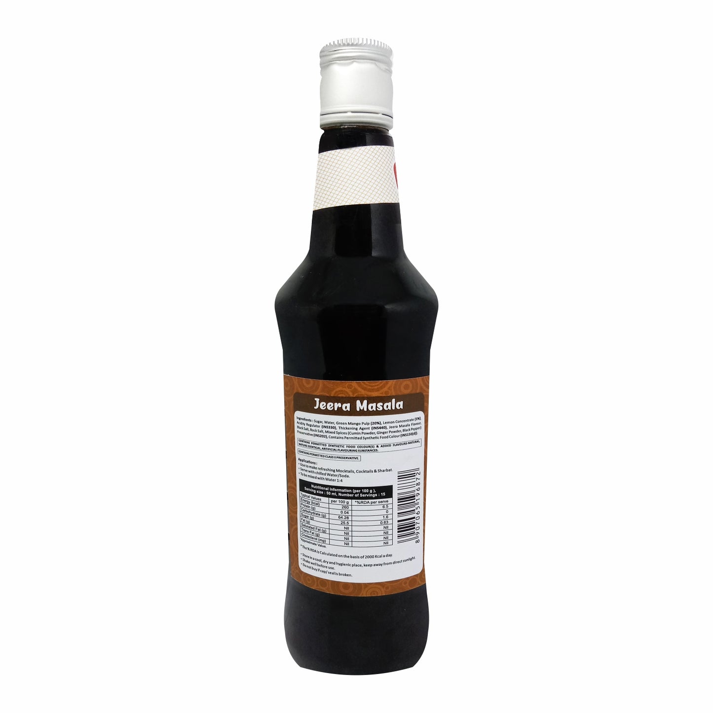 Puramio Jeera Masala Syrup for for Cocktails, Mocktail, Drinks, Juices, Beverages, 750ml