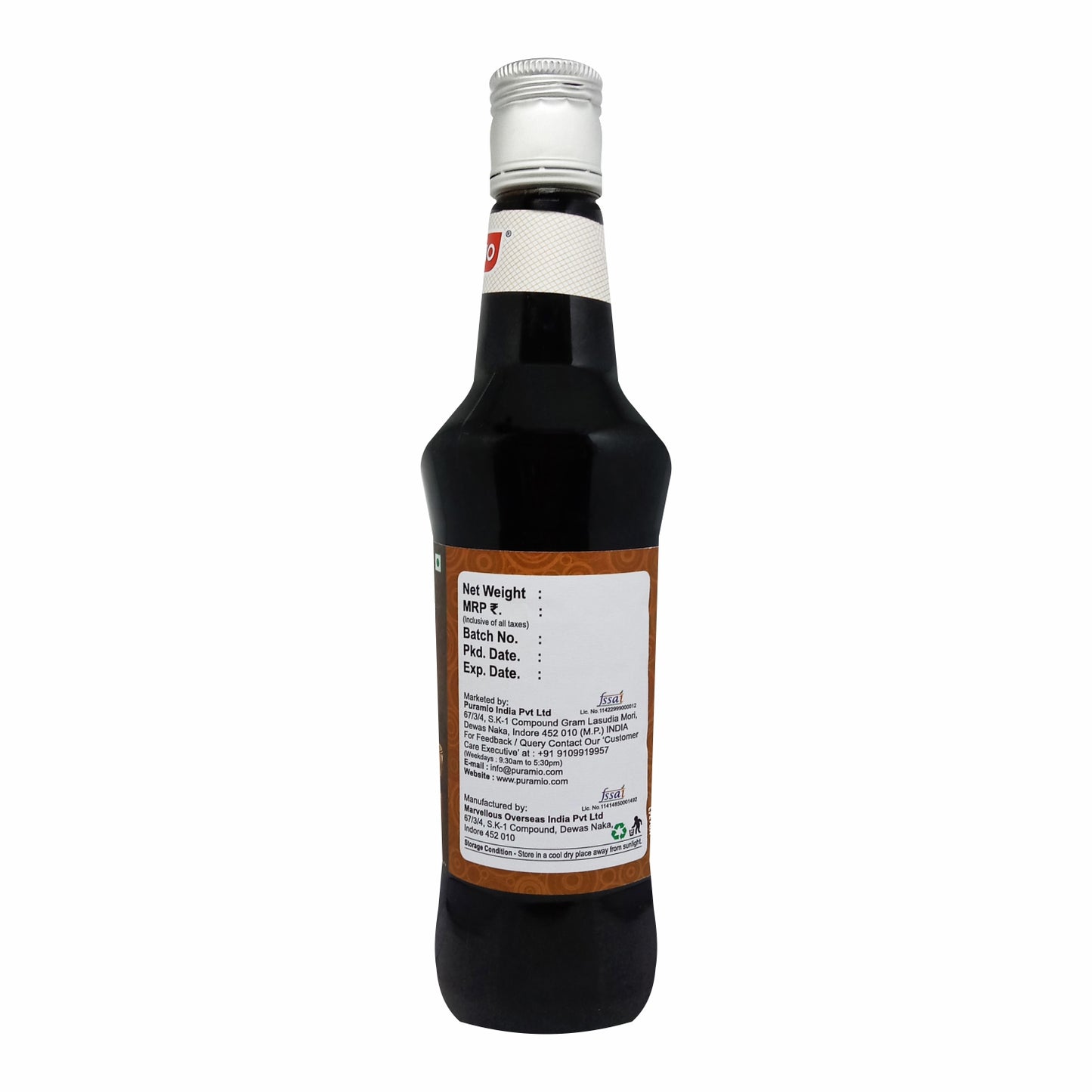 Puramio Jeera Masala Syrup for for Cocktails, Mocktail, Drinks, Juices, Beverages, 750ml