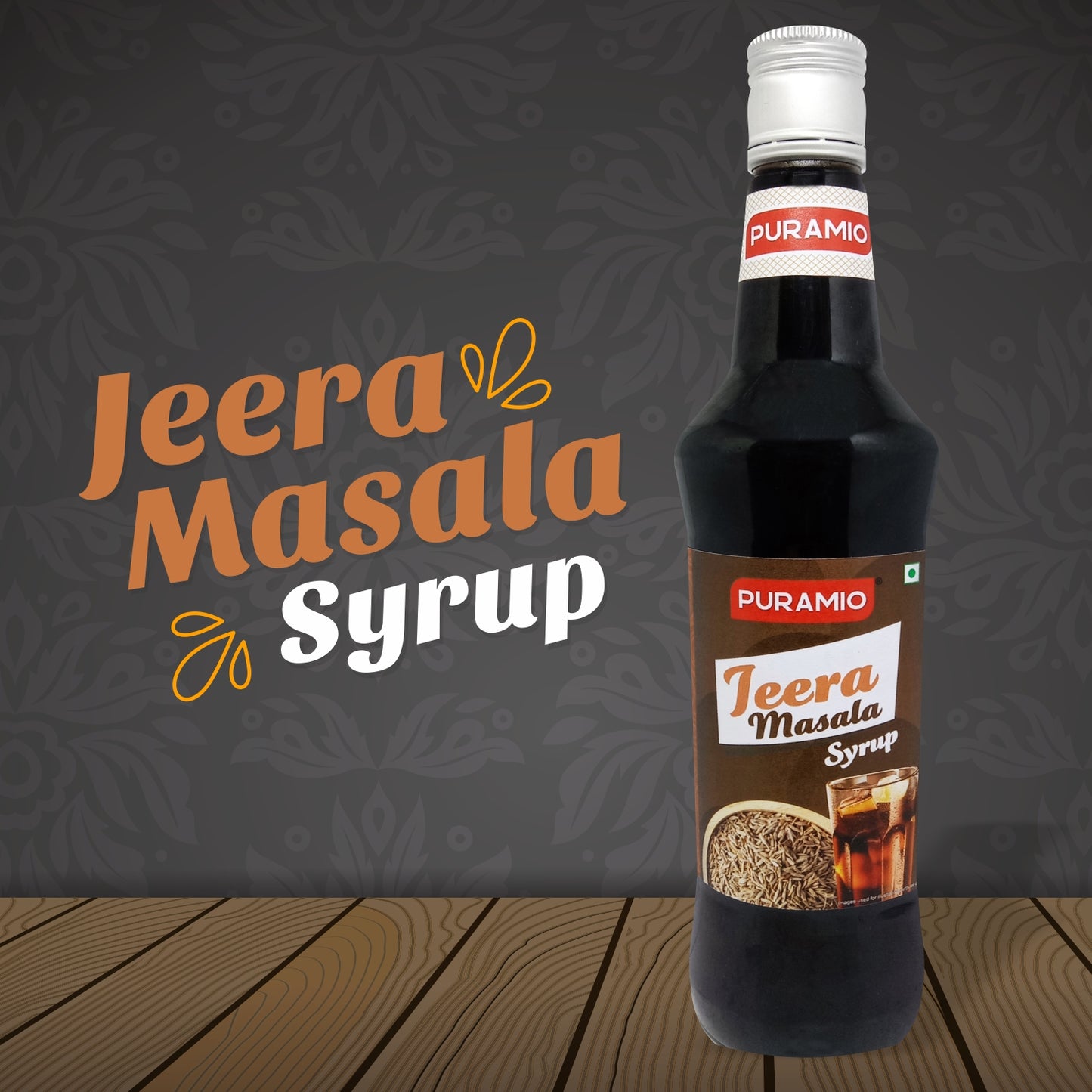 Puramio Jeera Masala Syrup for for Cocktails, Mocktail, Drinks, Juices, Beverages, 750ml
