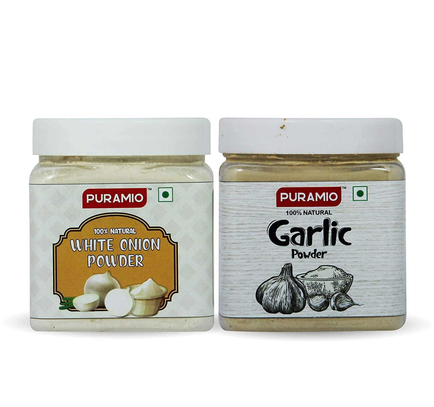 Puramio Combo Pack of White Onion Powder (200g) and Garlic Powder (250g)