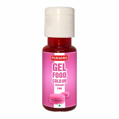 Puramio Gel Food Colour Combo Pack of 6 (20g Each) - Super Red, Intense Black, Vibrant Pink, Forest Green, Lemon Yellow, Sky Blue