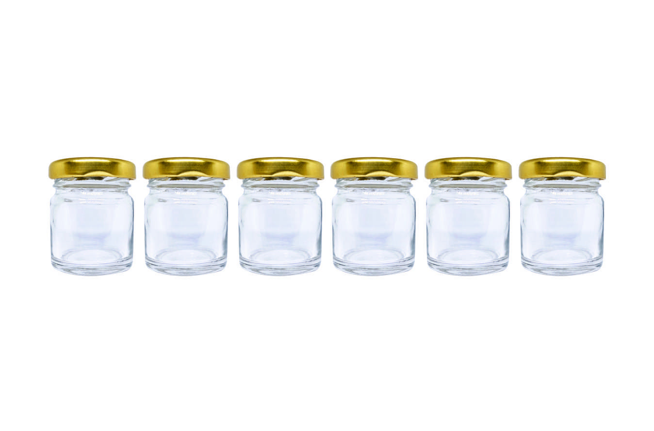 Puramio 40ml Round Glass Bottle with Metal Cap - Set of 6