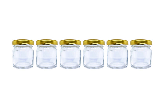 Puramio 40ml Round Glass Bottle with Metal Cap - Set of 6