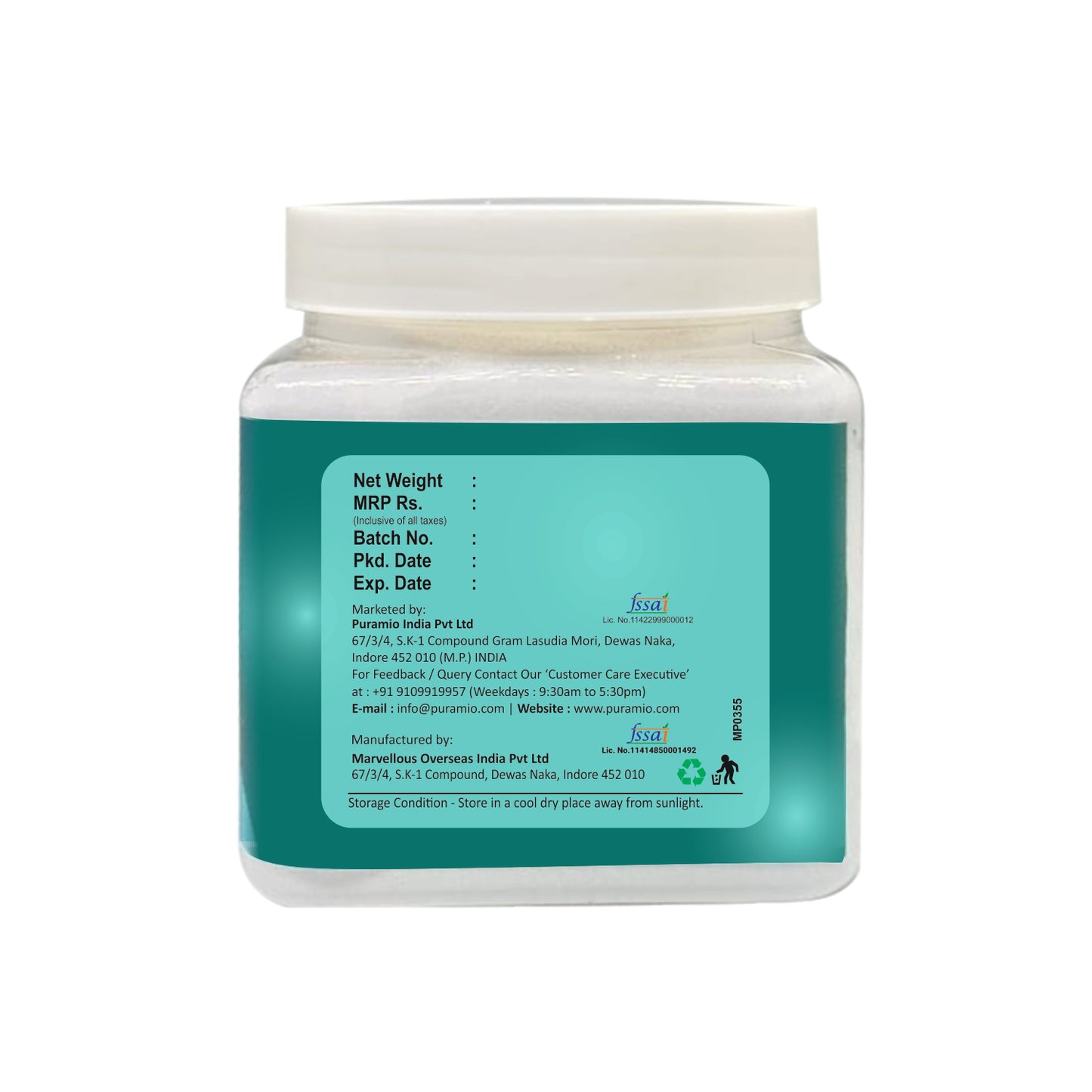 Puramio Sweetener Powder Zero Sugar (Low Calorie Sugar Replacement),