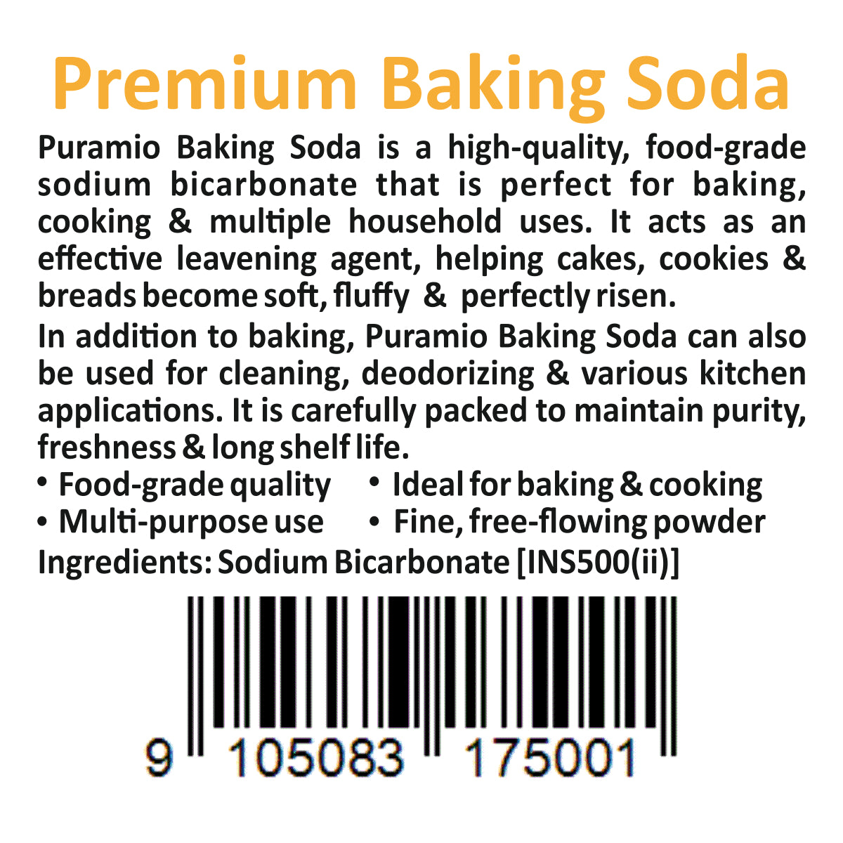Puramio Premium Baking Soda Powder,