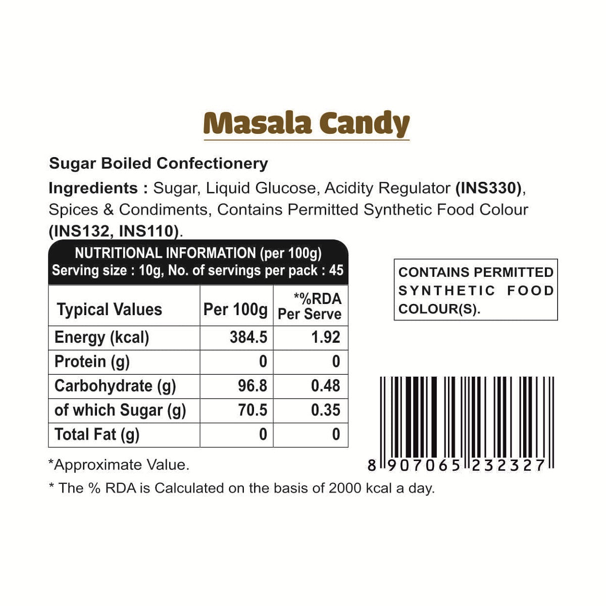 Puramio Masala Candy II Flavoured Sugar Candy II Sweet & Chatpata Candy,