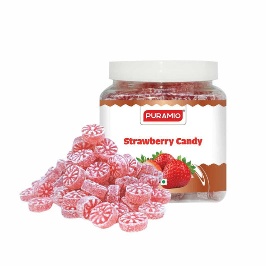 Puramio Strawberry Candy II Flavoured Sugar Candy II Sweet & Chatpata Candy,