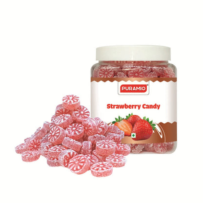 Puramio Strawberry Candy II Flavoured Sugar Candy II Sweet & Chatpata Candy,
