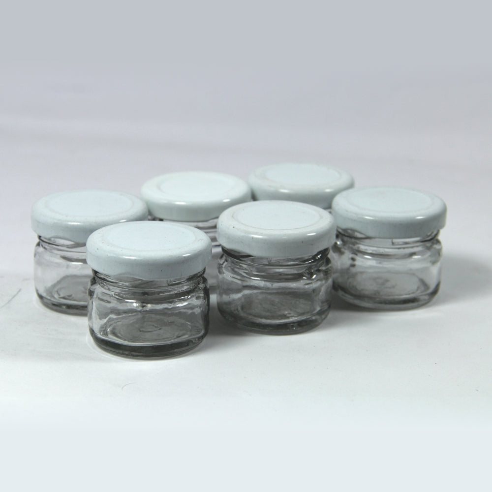 Puramio 28ml Round Glass Bottle with Metal Cap - Set of 6