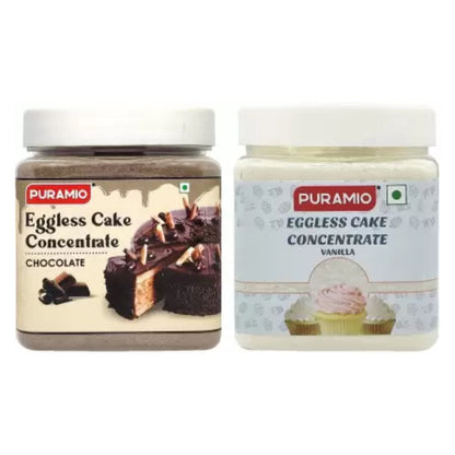 Puramio Combo Pack- Eggless Cake Concentrate - Vanilla & Chocolate, 250g Each