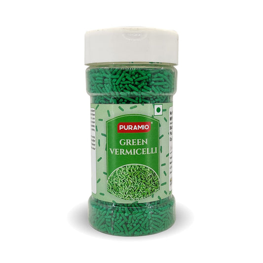Puramio Green Vermicelli Sprinkles for Cake Decoration , 125g