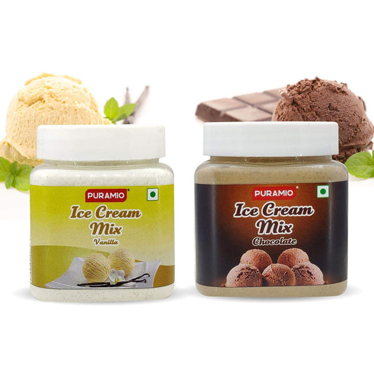 Puramio Ice Cream Mix - Vanilla & Chocolate, Each 250g [Pack of 2]