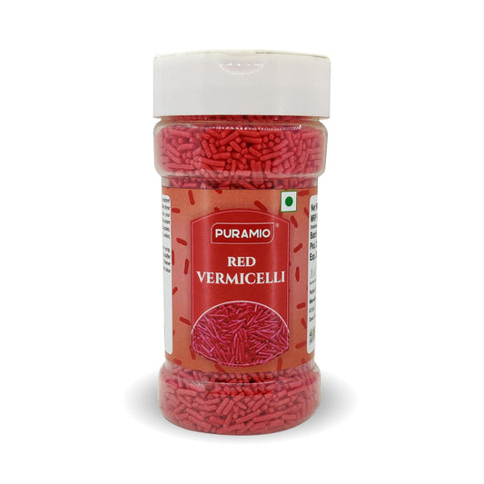 Puramio Red Vermicelli Sprinkles for Cake Decoration , 125g
