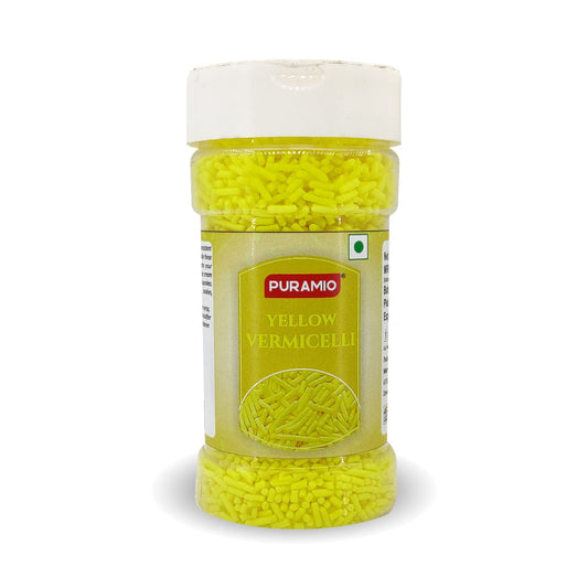 Puramio Yellow Vermicelli Sprinkles for Cake Decoration , 125g