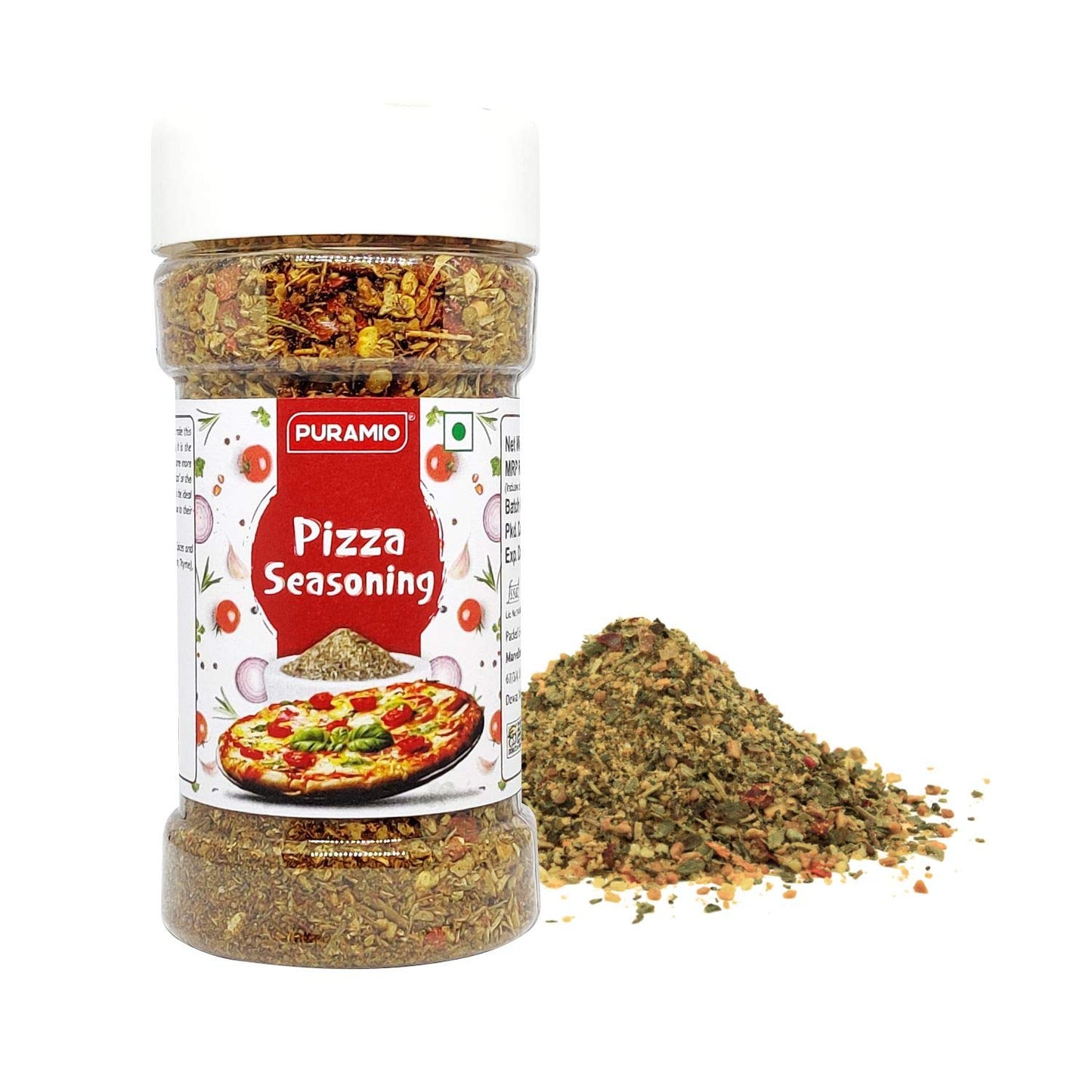 Puramio Combo Pack of Chilli Flakes, 70g + Pizza Seasoning, 100g [100% Natural]