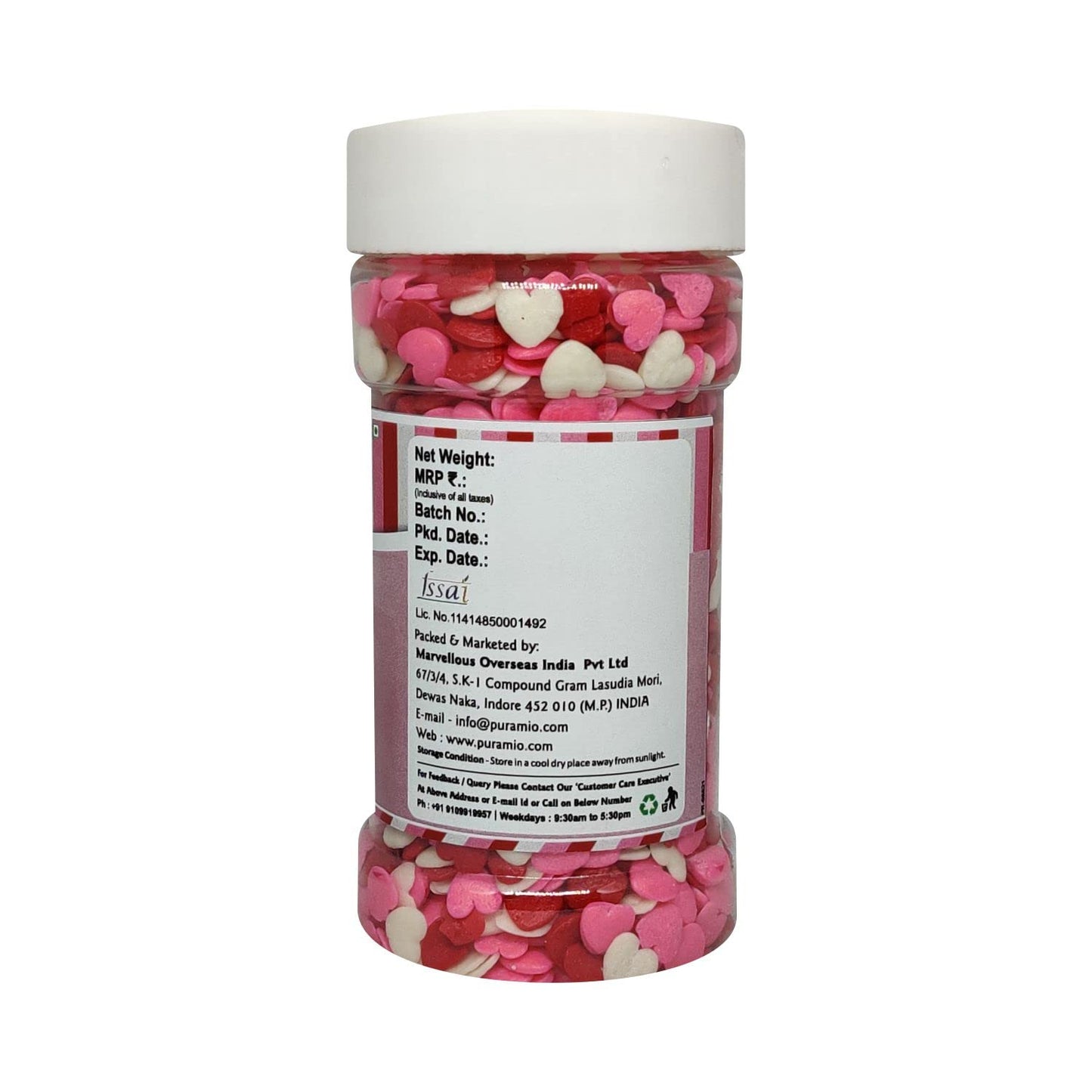 Puramio Heart Candy - Multicolor | for Cake Decoration, 125g