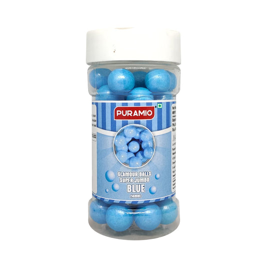 Puramio Glamour Balls Super Jumbo - Blue (14mm) | for Cake Decoration, 125g