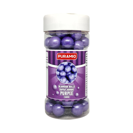 Puramio Glamour Balls Super Jumbo - Purple (14mm) | for Cake Decoration, 125g