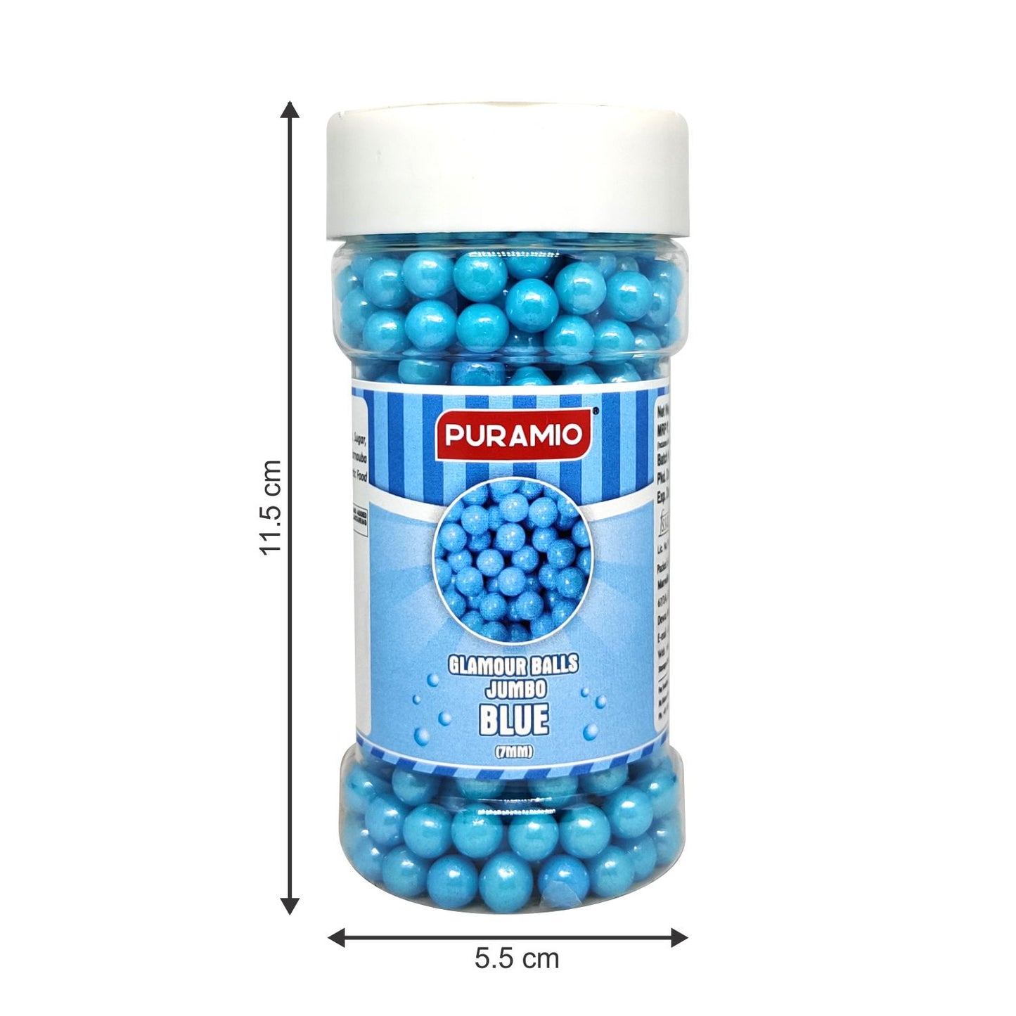 Puramio Glamour Balls Jumbo - Blue (7mm) | for Cake Decoration, 150g