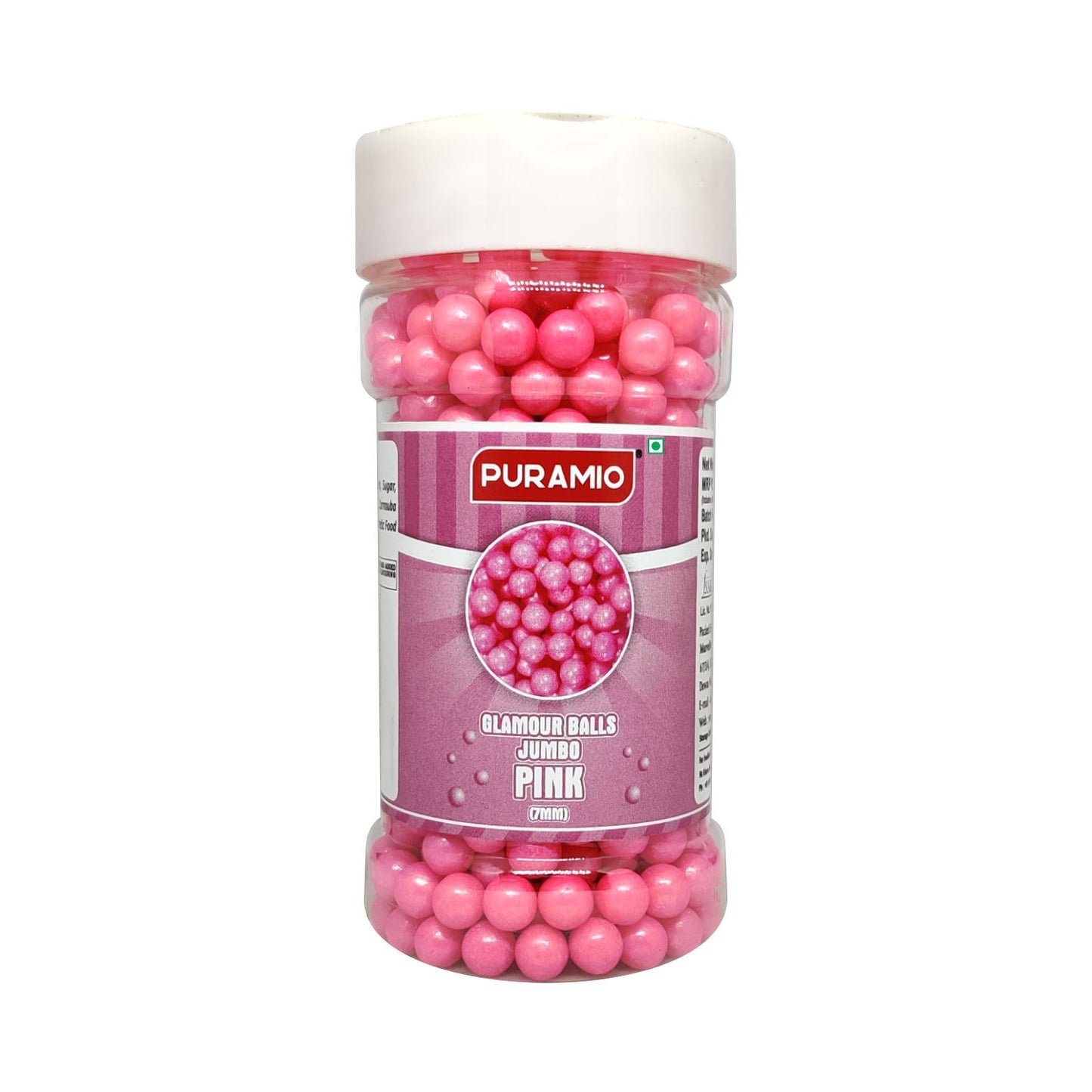 Puramio Glamour Balls Jumbo - Pink (7mm) | for Cake Decoration, 150g