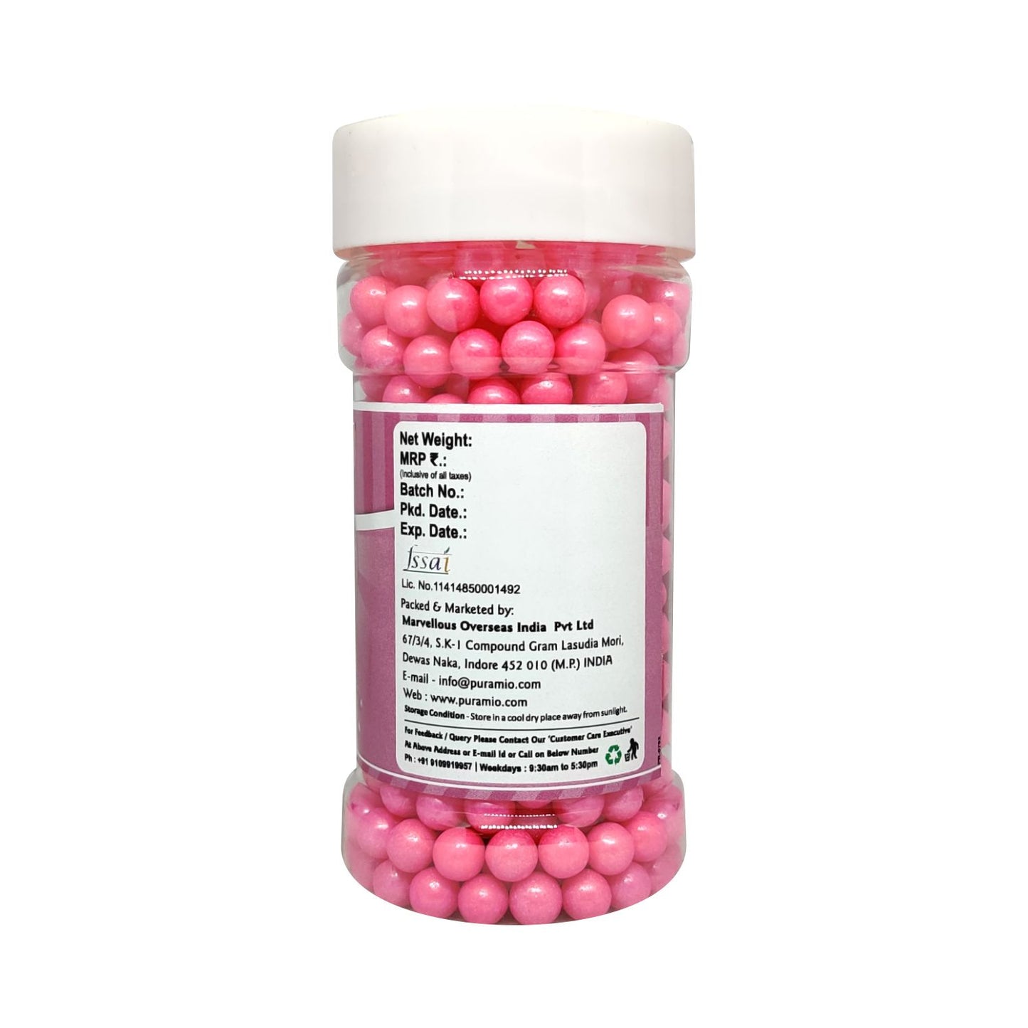 Puramio Glamour Balls Jumbo - Pink (7mm) | for Cake Decoration, 150g