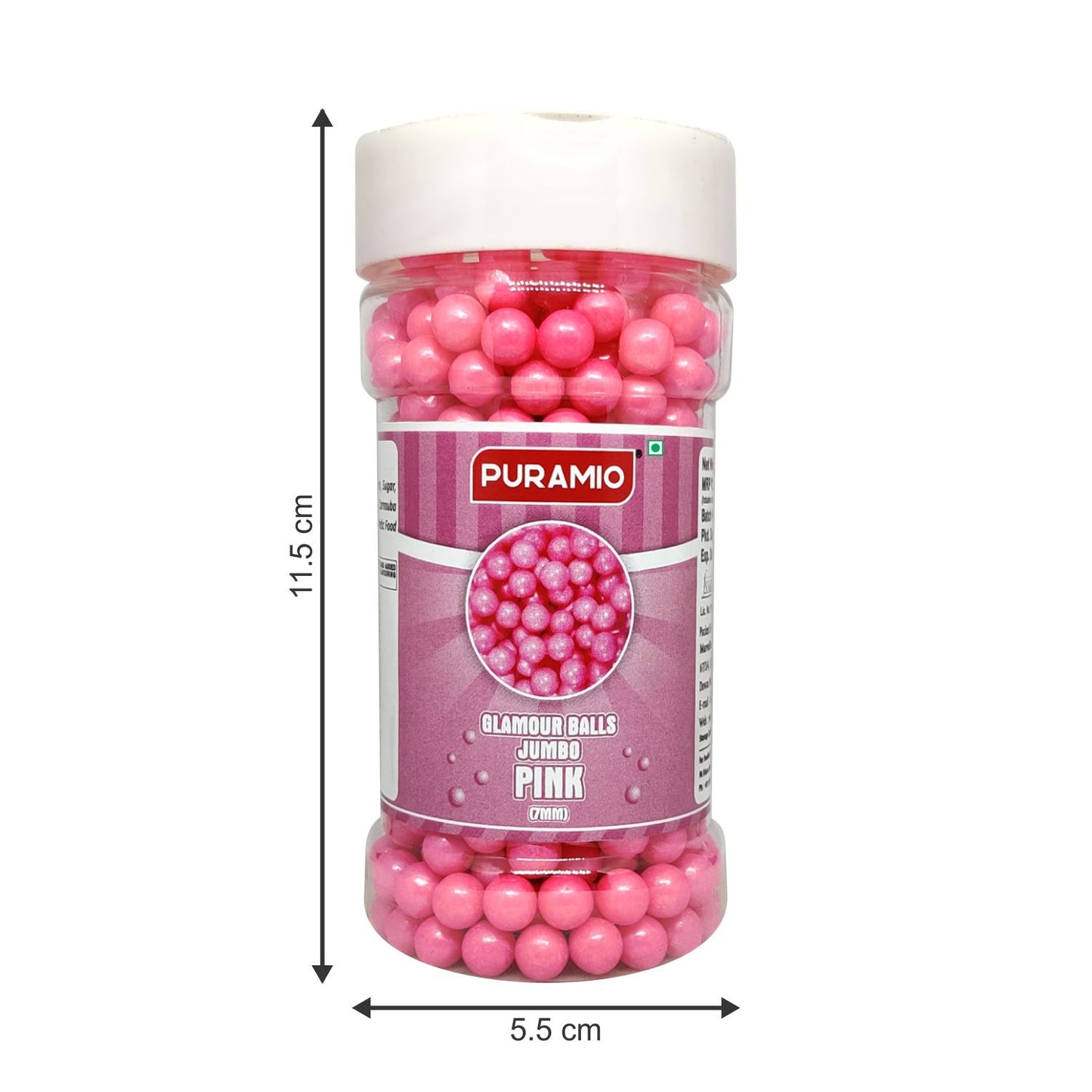 Puramio Glamour Balls Jumbo - Pink (7mm) | for Cake Decoration, 150g