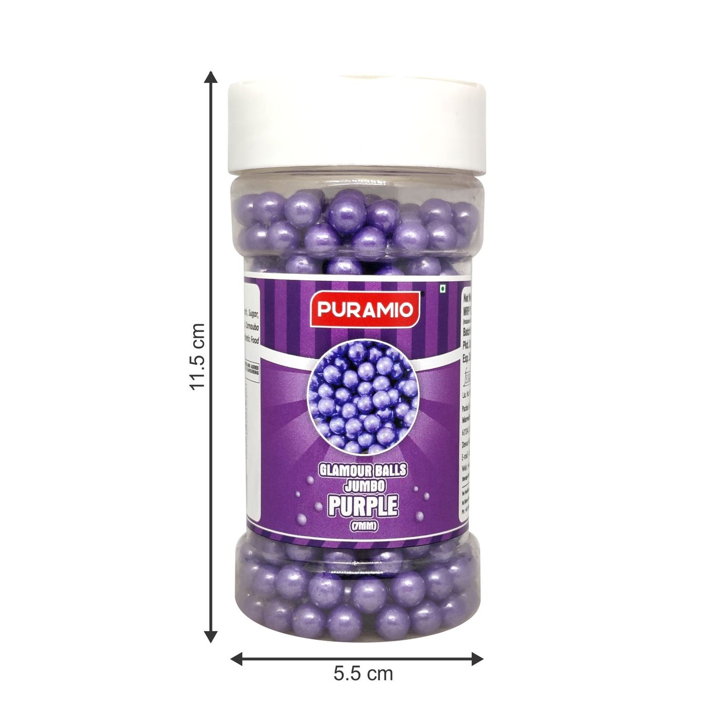 Puramio Glamour Balls Jumbo - Purple (7mm) | for Cake Decoration, 150g